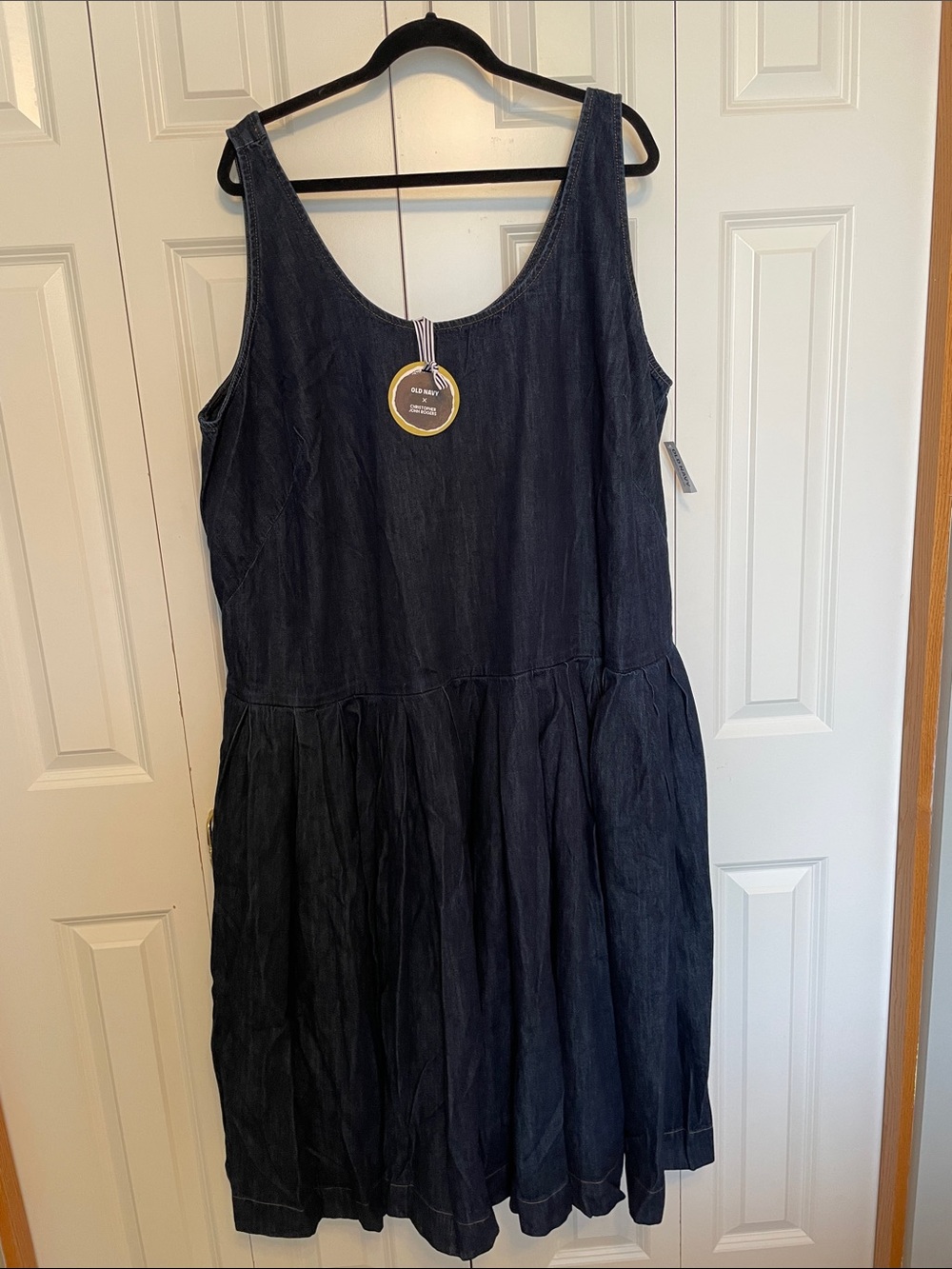 Old Navy Navy Denim Tank Midi Dress